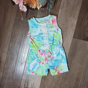 Carter's Blue Tropical Floral Romper Baby Girl Size 3 Months NWOT